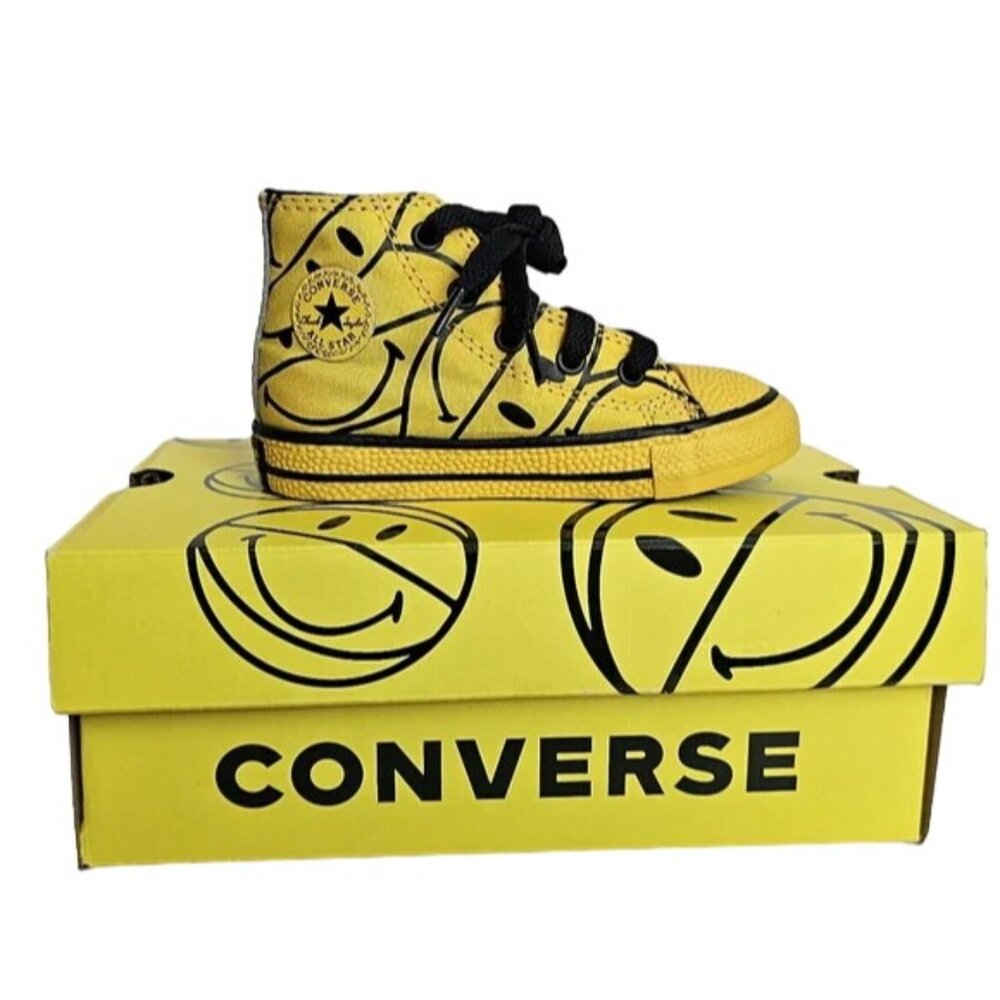 Converse Chinatown Market X Chuck High Top Smiley Sneakers Toddler sizes 3 4 5 - Picture 3 of 5